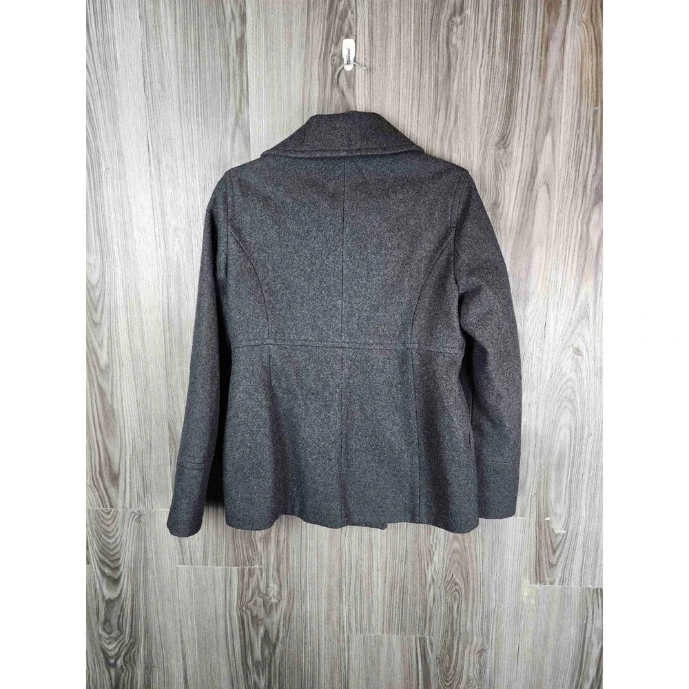 Michael Kors‎ Womens Charcoal Gray Wool Blend Double Breasted Pea Coat Small
